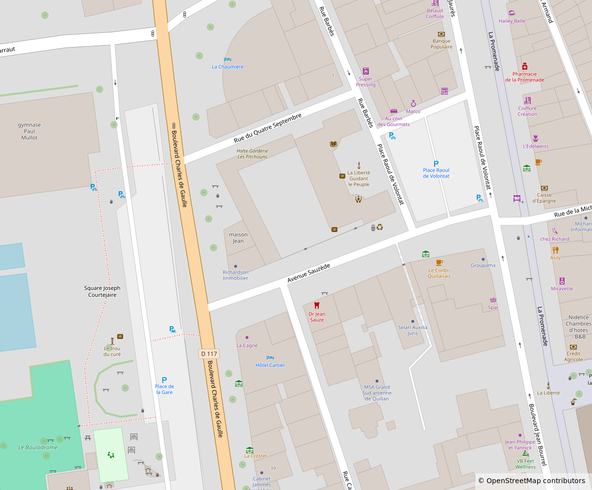 Map showing the location of Rachel Beaumont's therapy room in Quillan, Aude, France
